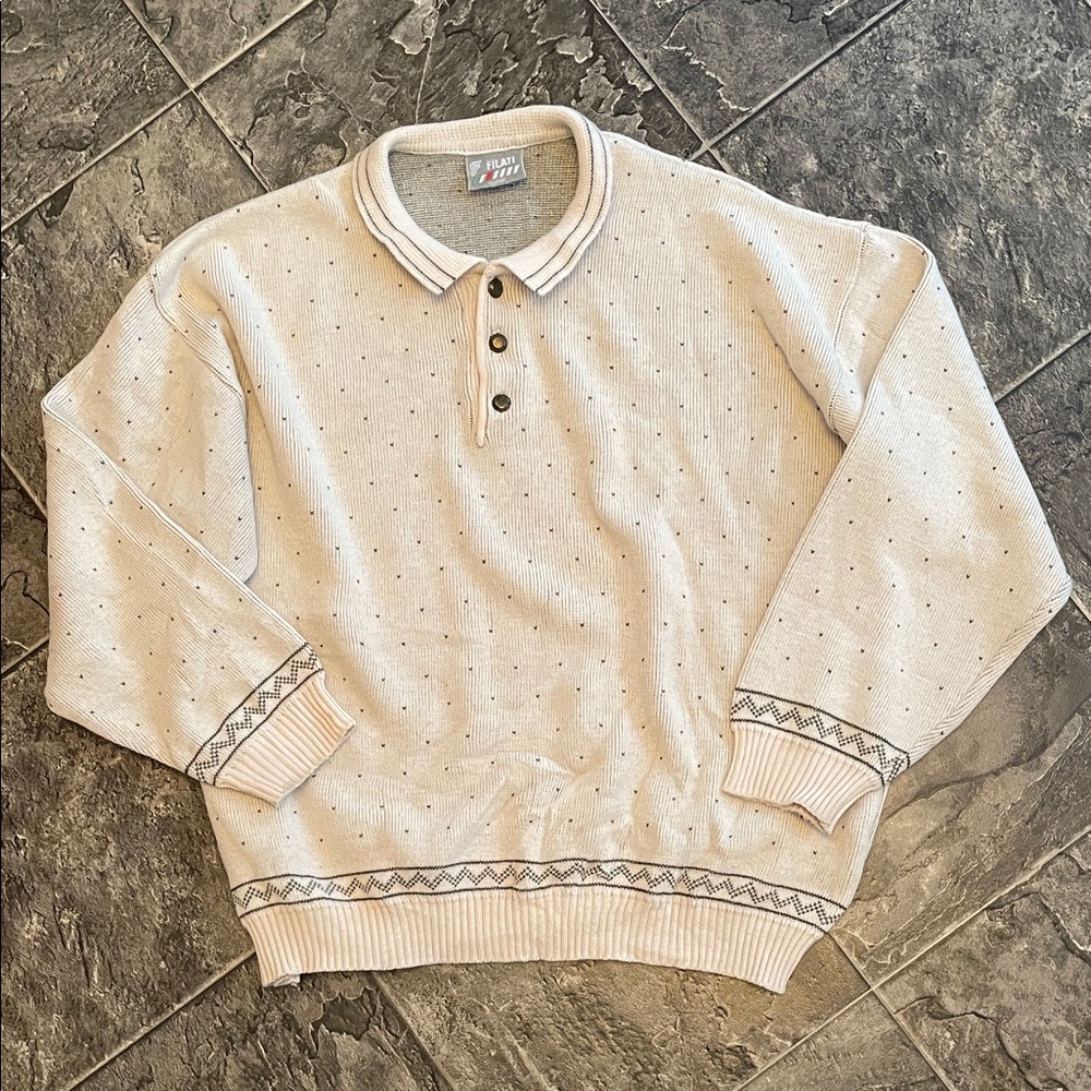 FILATI DENMARK Wool Nordic Pattern Collared Cottagecore Ski Chalet Sweater